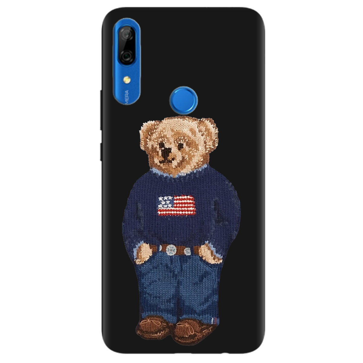 Чохол для Huawei P Smart Z чорний матовий soft touch Американський ведмедик - фото 1 - Чохли для телефонів