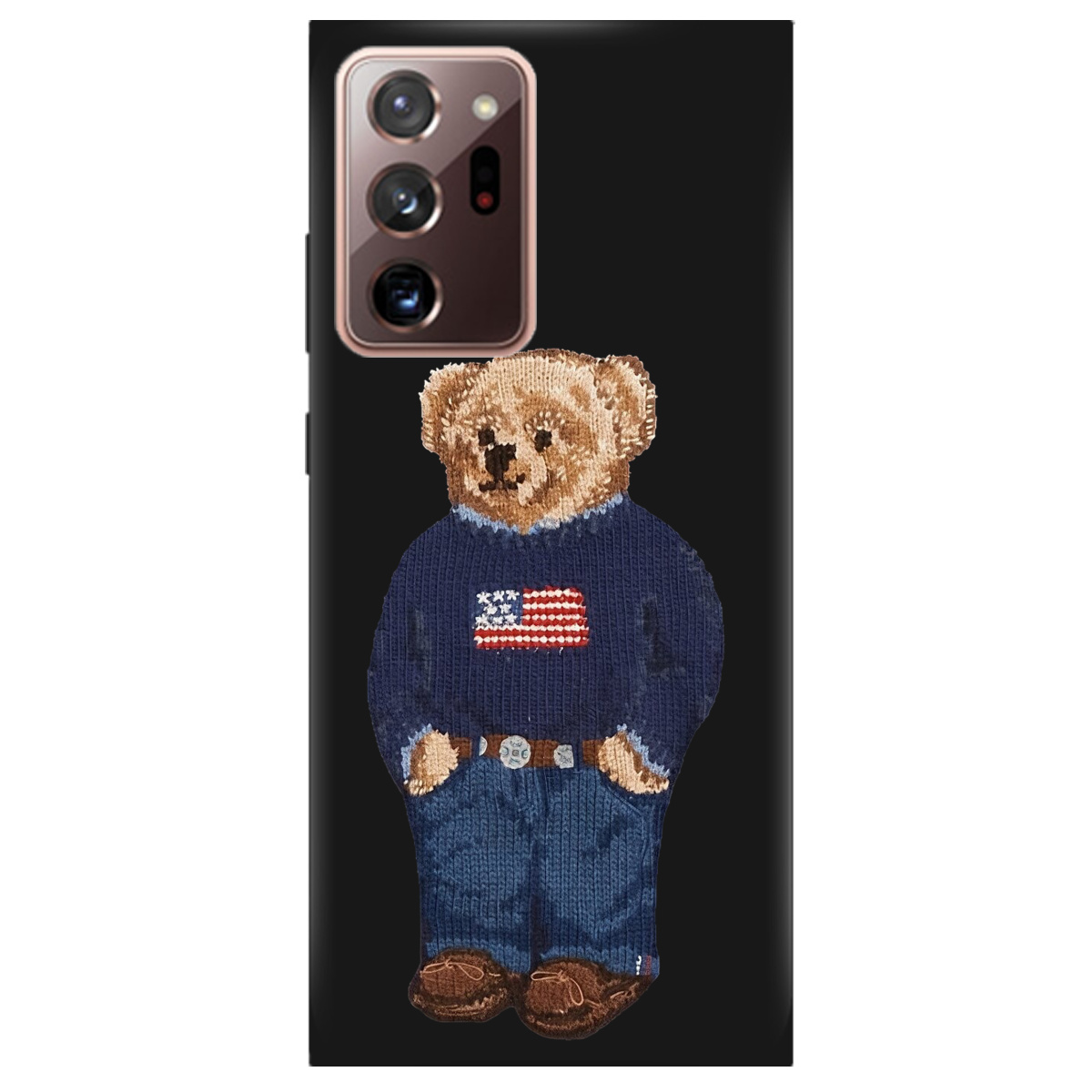 Чохол для Samsung Galaxy Note 20 Ultra чорний матовий soft touch Американський ведмедик - фото 1 - Чохли для телефонів