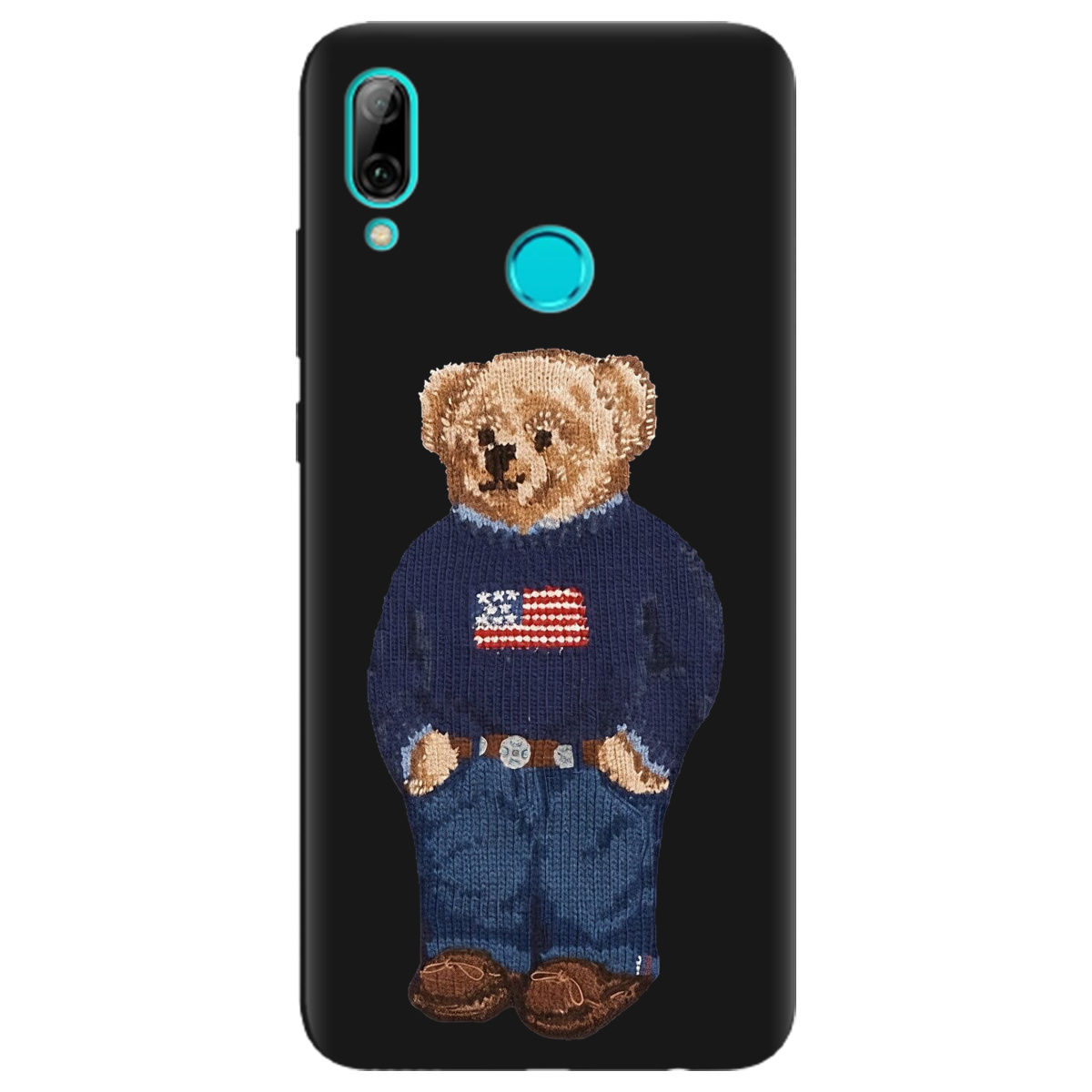 Чехол для Huawei P Smart 2019 черный матовый soft touch Американский мишка - фото 1 Чехол для Huawei P Smart 2019 черный матовый soft touch Американский мишка - фото 1 - Чехлы для телефонов
