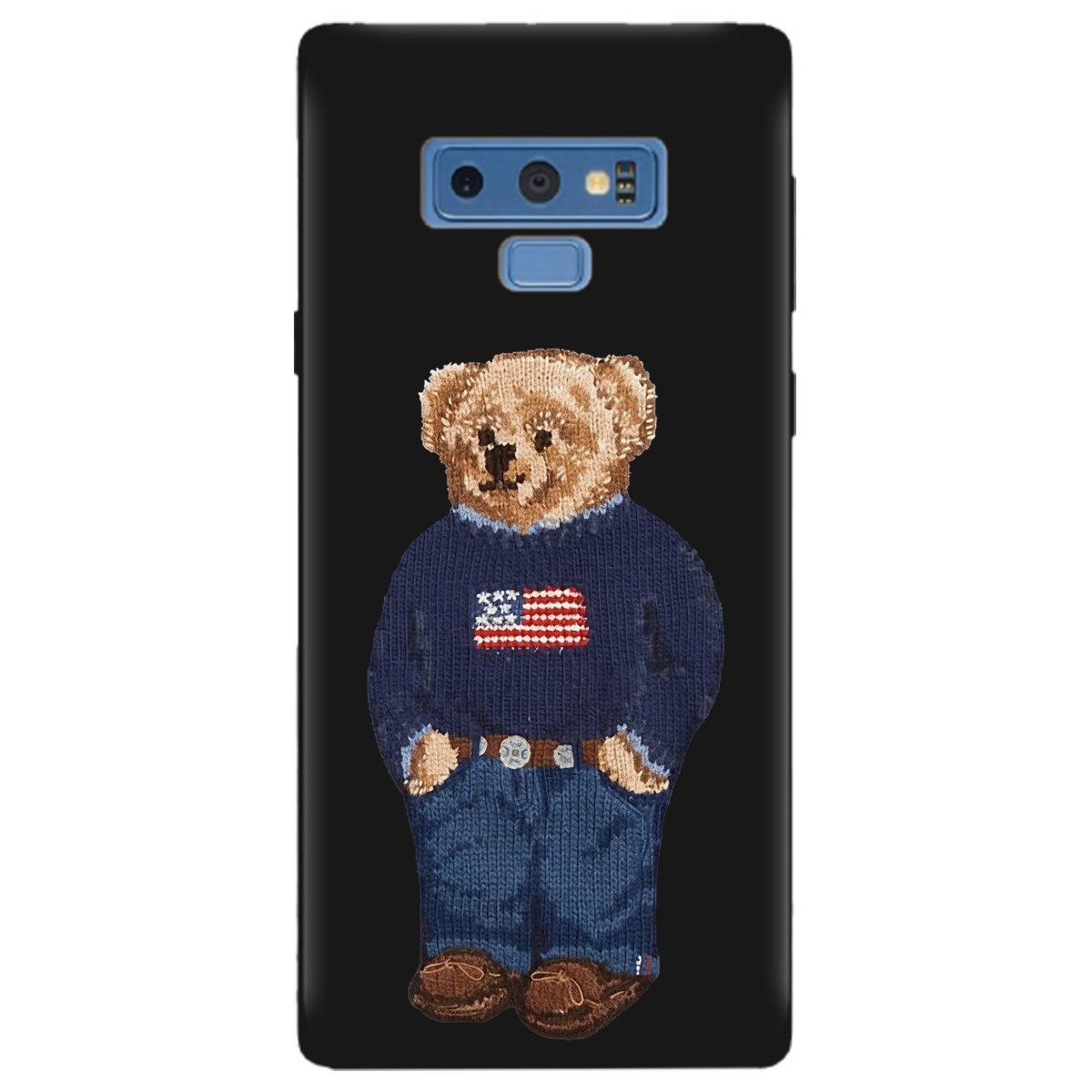 Чохол для Samsung Galaxy Note 9 чорний матовий soft touch Американський ведмедик - фото 1 - Чохли для телефонів