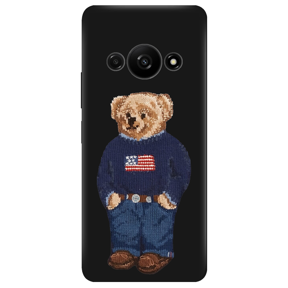 Чехол для Xiaomi Redmi A3 черный матовый soft touch Американский мишка - фото 1 Чехол для Xiaomi Redmi A3 черный матовый soft touch Американский мишка - фото 1 - Чехлы для телефонов