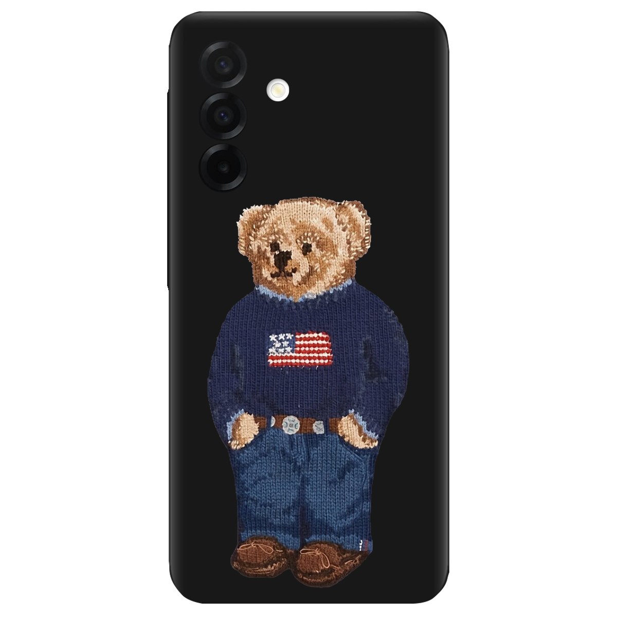 Чохол для Samsung Galaxy A26 5G чорний матовий soft touch Американський ведмедик - фото 1 - Чохли для телефонів