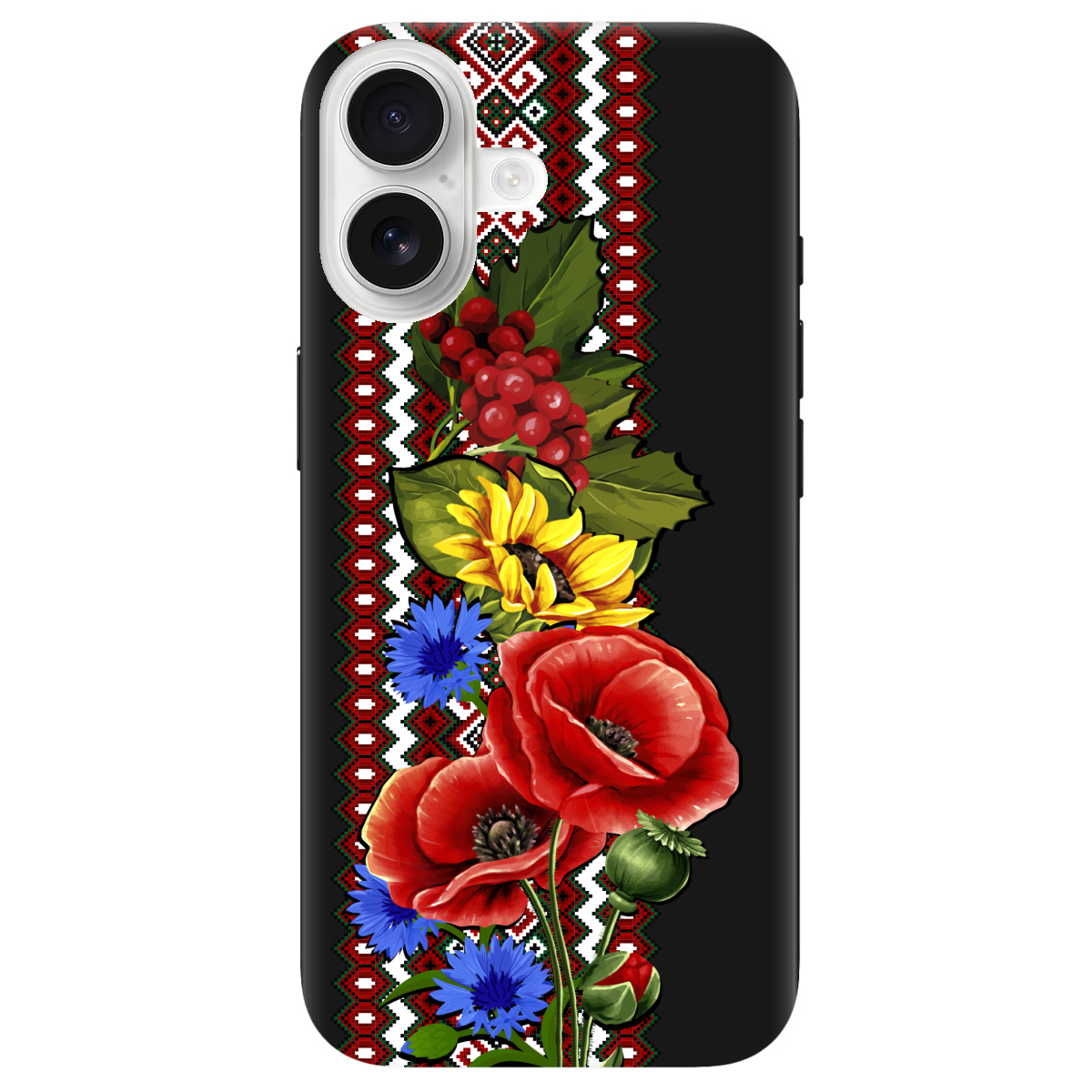 Чехол для Apple iPhone 17 черный матовый soft touch Ukraine ornament - фото 1 - Чехлы для телефонов