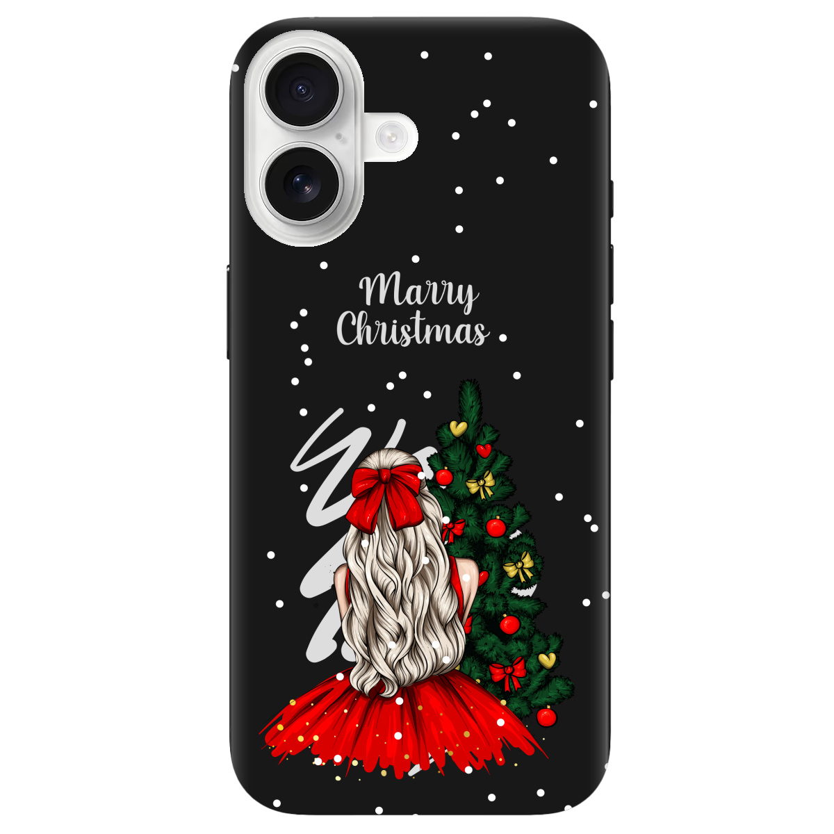 Чехол для Apple iPhone 17 черный матовый soft touch Beautiful christmas - фото 1 - Чехлы для телефонов