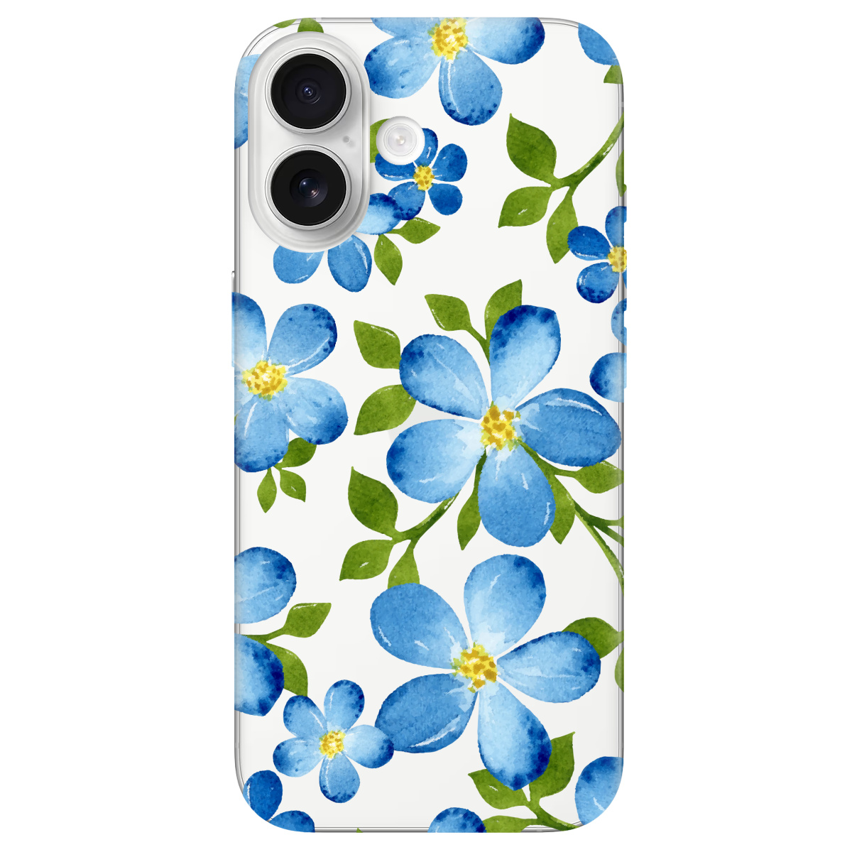 Чехол для Apple iPhone 17 прозрачный Flowers blue - фото 1 - Чехлы для телефонов
