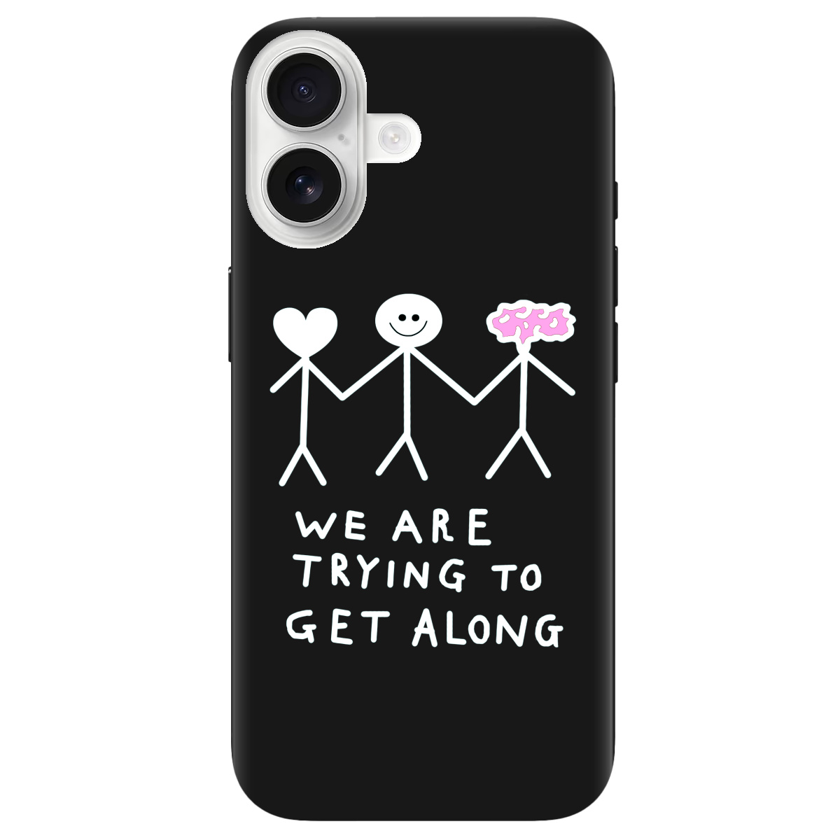 Чехол для Apple iPhone 17 черный матовый soft touch We are trying - фото 1 - Чехлы для телефонов