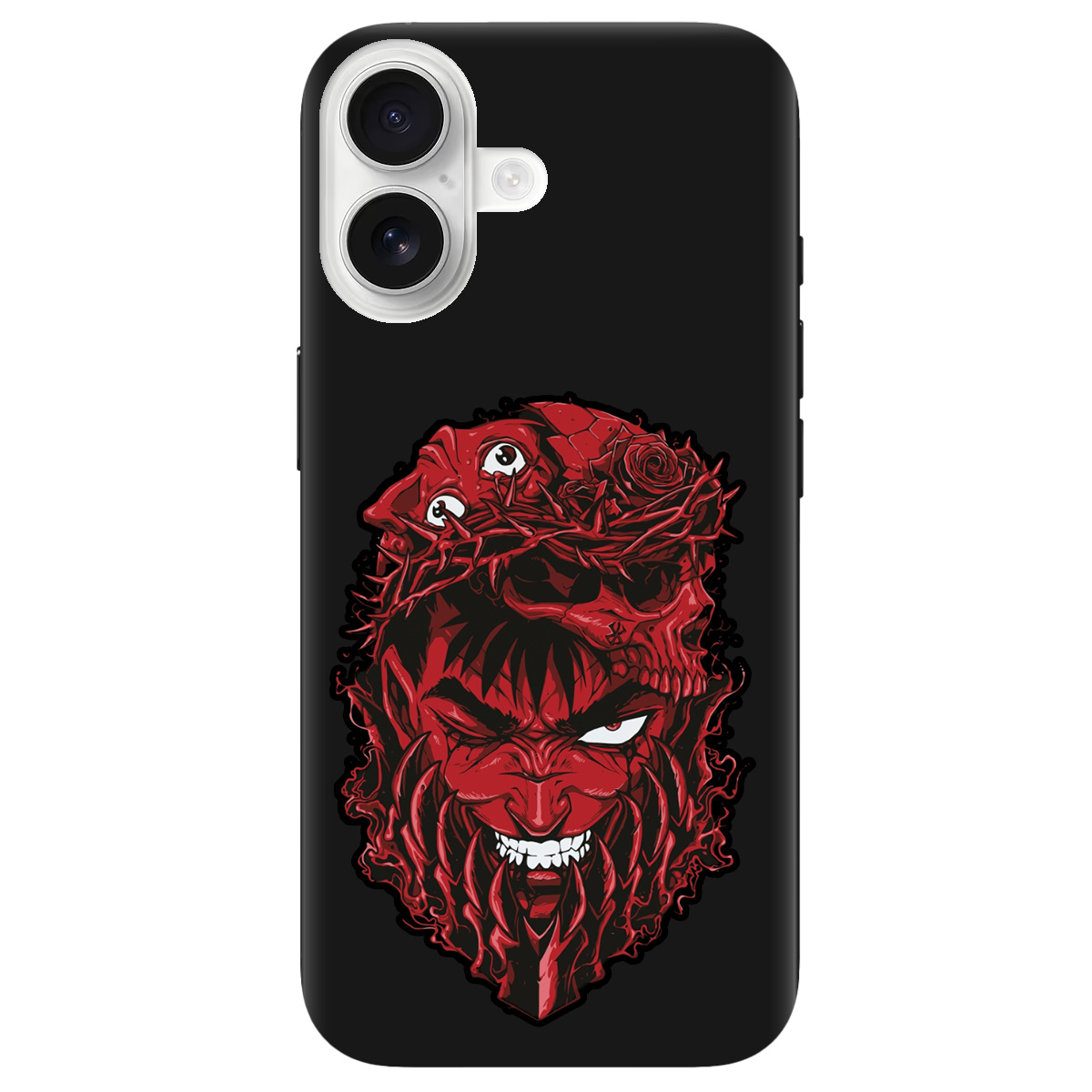 Чехол для Apple iPhone 17 черный матовый soft touch Red slip head - фото 1 - Чехлы для телефонов