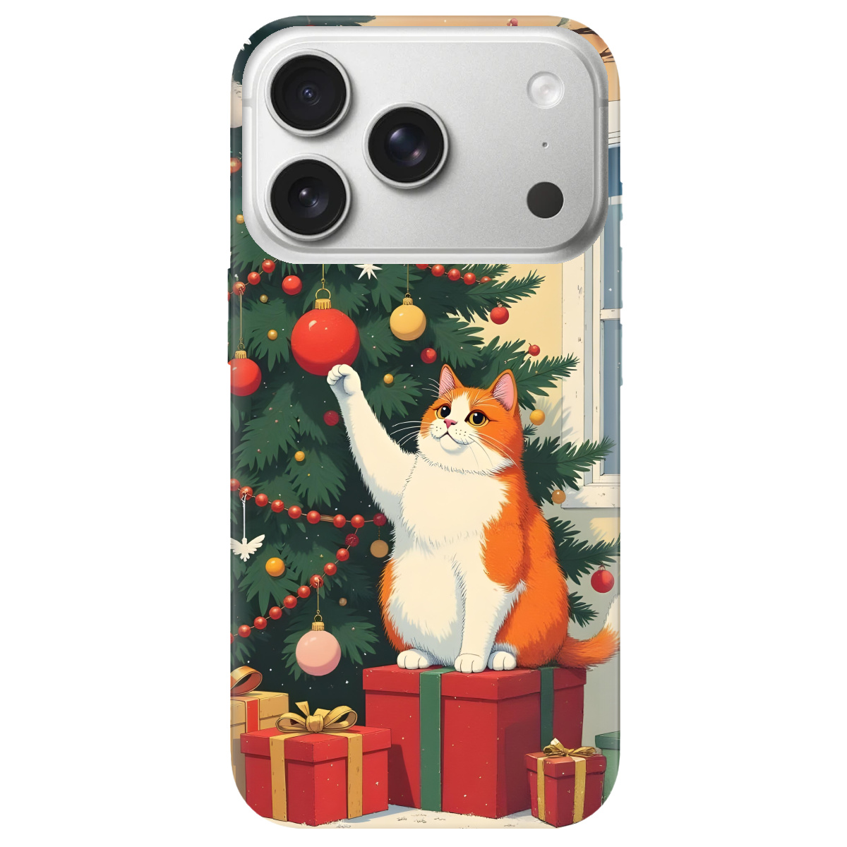 Чохол для Apple iPhone 17 Pro прозорий Christmas Cat - фото 1 Чохол для Apple iPhone 17 Pro прозорий Christmas Cat - фото 1 - Чохли для телефонів