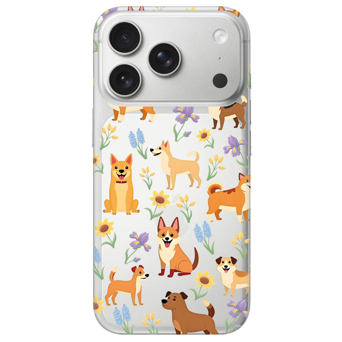 Чохол для Apple iPhone 17 Pro прозорий Blooming Puppies - фото 1 - Чохли для телефонів