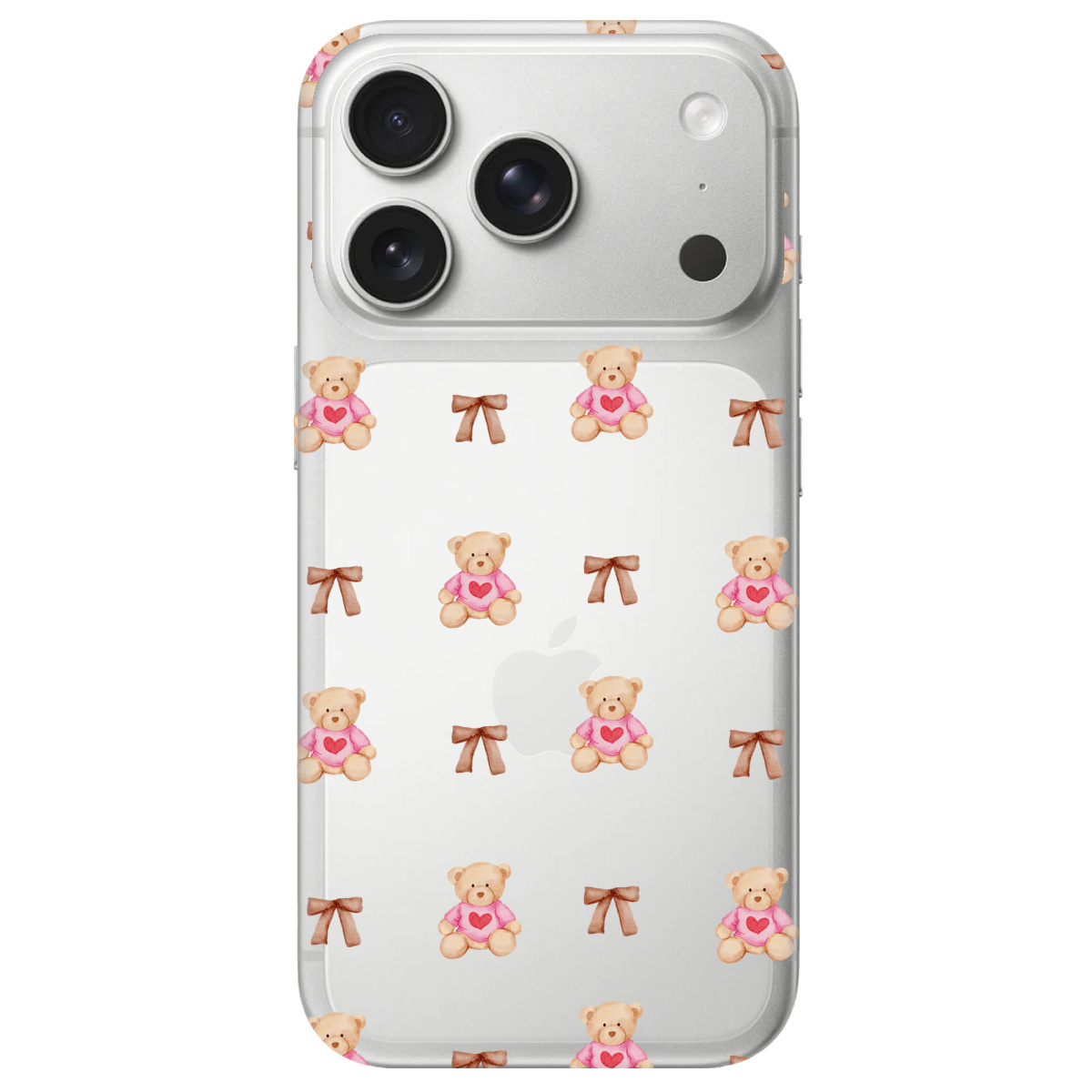 Чехол для Apple iPhone 17 Pro Max прозрачный Сердечний ведмедик - фото 1 - Чехлы для телефонов