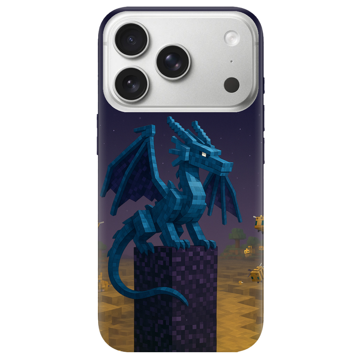 Чехол для Apple iPhone 17 Pro Max прозрачный Дракон Краю Майнкрафт - фото 1 - Чехлы для телефонов