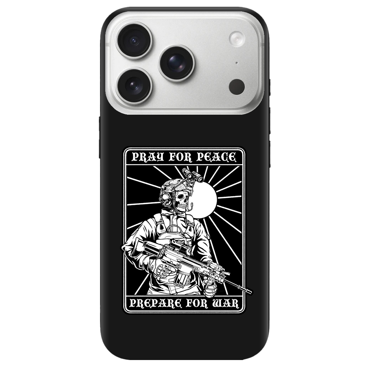 Чохол для Apple iPhone 17 Pro Max чорний матовий soft touch Моліться за мир - фото 1 - Чохли для телефонів