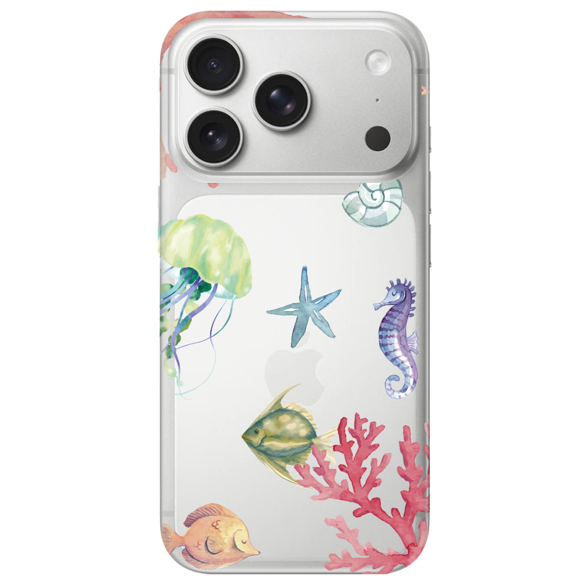 Чехол для Apple iPhone 17 Pro прозрачный Коралловый мир - фото 1 - Чехлы для телефонов