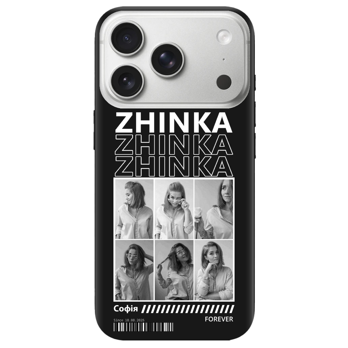 Чехол для Apple iPhone 17 Pro черный матовый soft touch Zhinka (с вашими фото) - фото 1 - Чехлы для телефонов