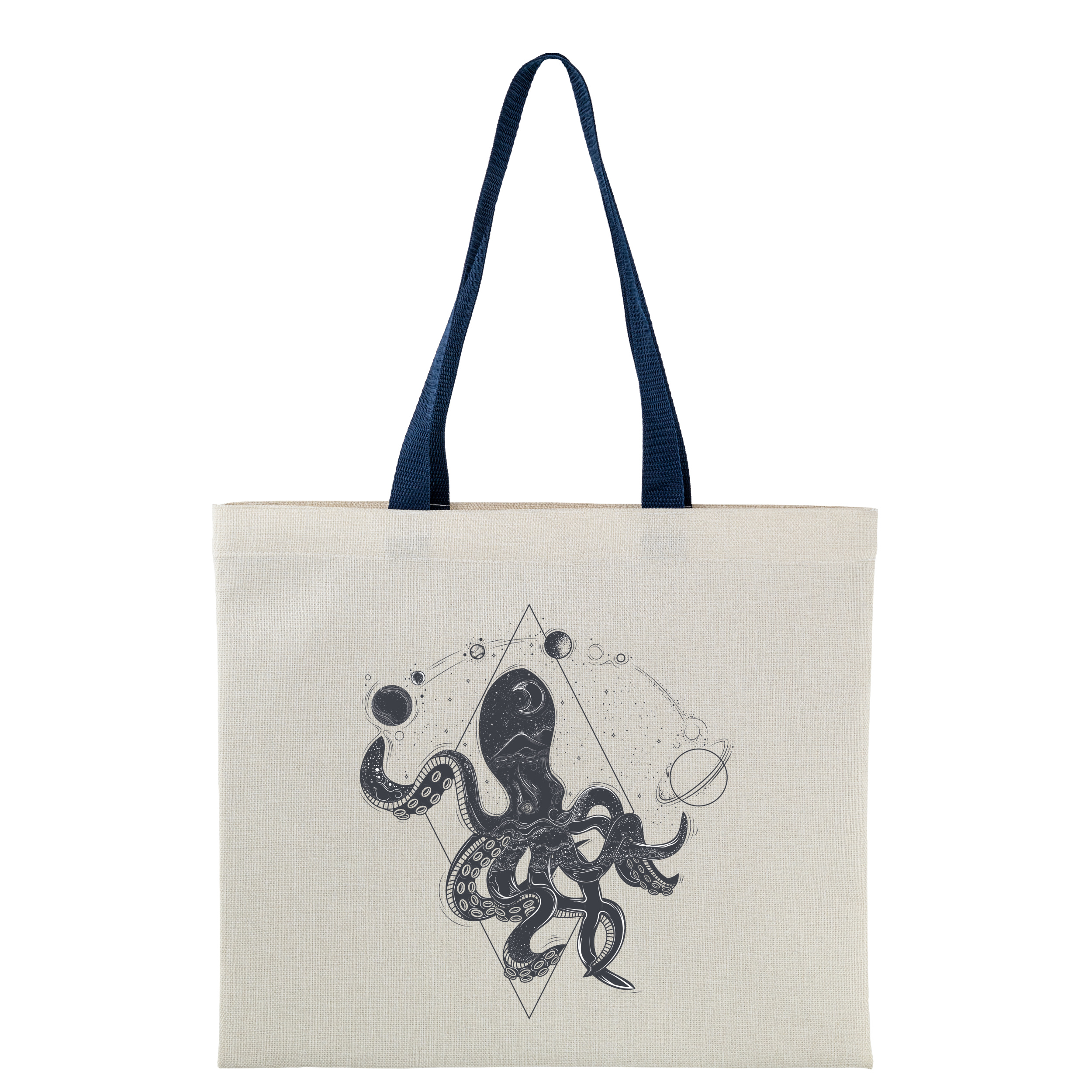 Эко сумка льняная горизонтальная с темно-синими ручками 40,5*35,5 см Octopus - фото 1 Эко сумка льняная горизонтальная с темно-синими ручками 40,5*35,5 см Octopus - фото 1 - Сумки, рюкзаки