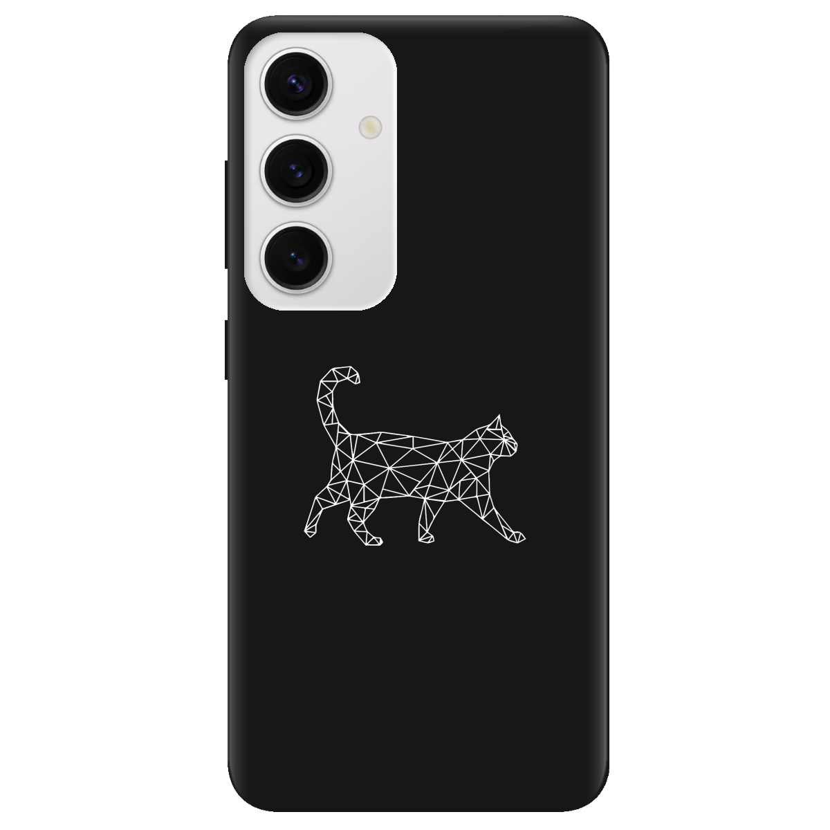 Чохол для Samsung Galaxy S25 Plus чорний матовий soft touch White cat - фото 1 - Чохли для телефонів