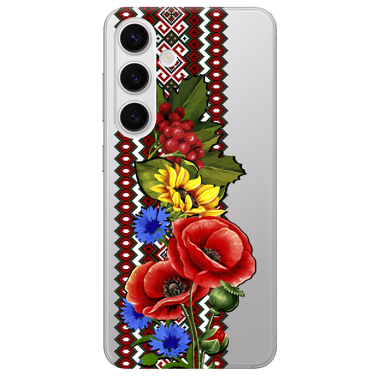 Чехол для Samsung Galaxy S25 Plus прозрачный Ukraine ornament - фото 1 - Чехлы для телефонов