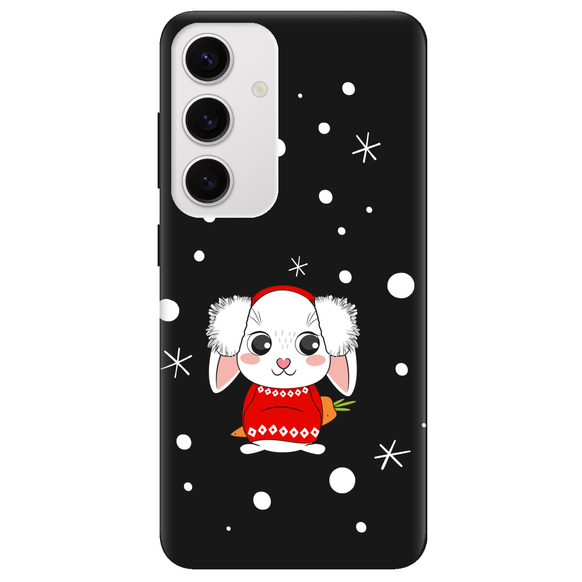 Чехол для Samsung Galaxy S25 Plus черный матовый soft touch My bunny - фото 1 - Чехлы для телефонов