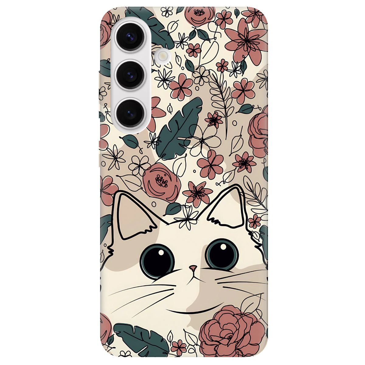 Чохол для Samsung Galaxy S25 Plus прозорий Flower cat - фото 1 - Чохли для телефонів