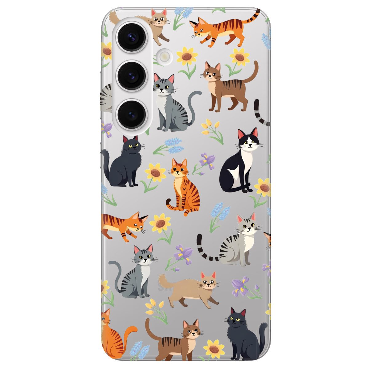 Чехол для Samsung Galaxy S25 Plus прозрачный Blooming Kittens - фото 1 - Чехлы для телефонов