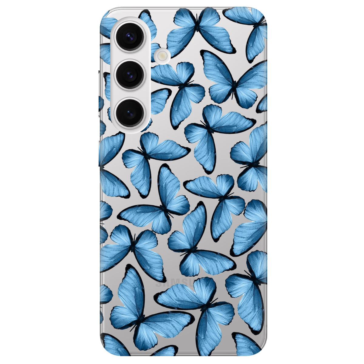 Чехол для Samsung Galaxy S24 Plus прозрачный Blue wings - фото 1 - Чехлы для телефонов