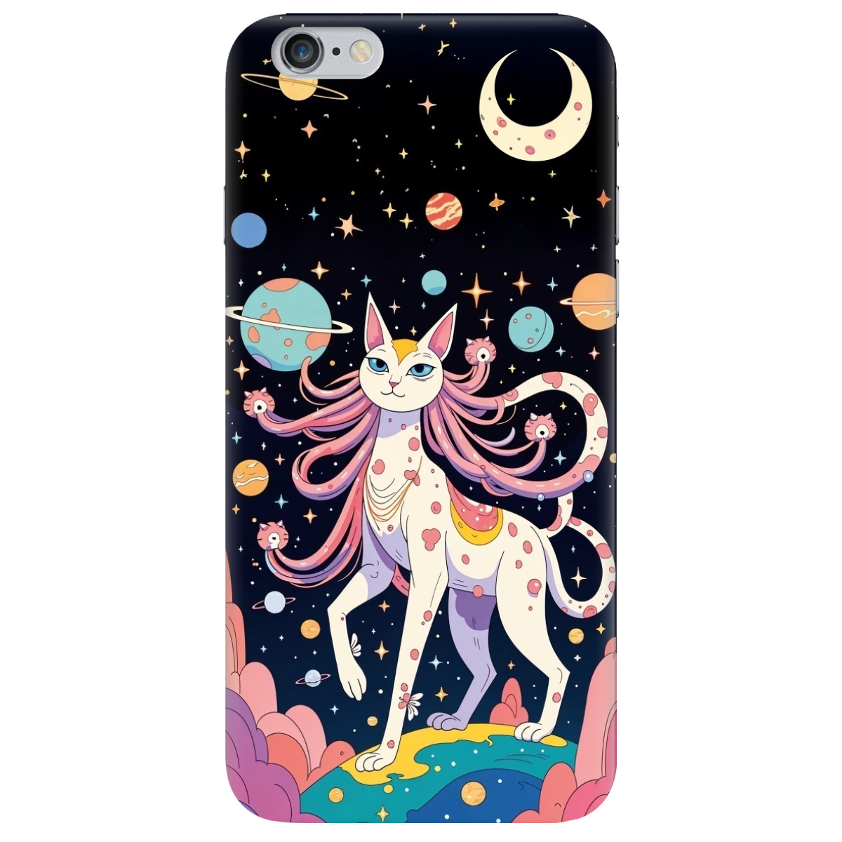 Чехол для Apple iPhone 6 / 6S прозрачный Cosmic Cat - фото 1 - Чехлы для телефонов