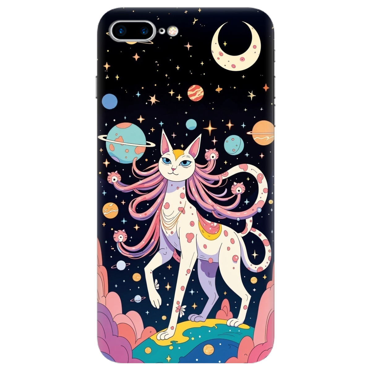 Чохол для Apple iPhone 7 Plus прозорий Cosmic Cat - фото 1 Чохол для Apple iPhone 7 Plus прозорий Cosmic Cat - фото 1 - Чохли для телефонів