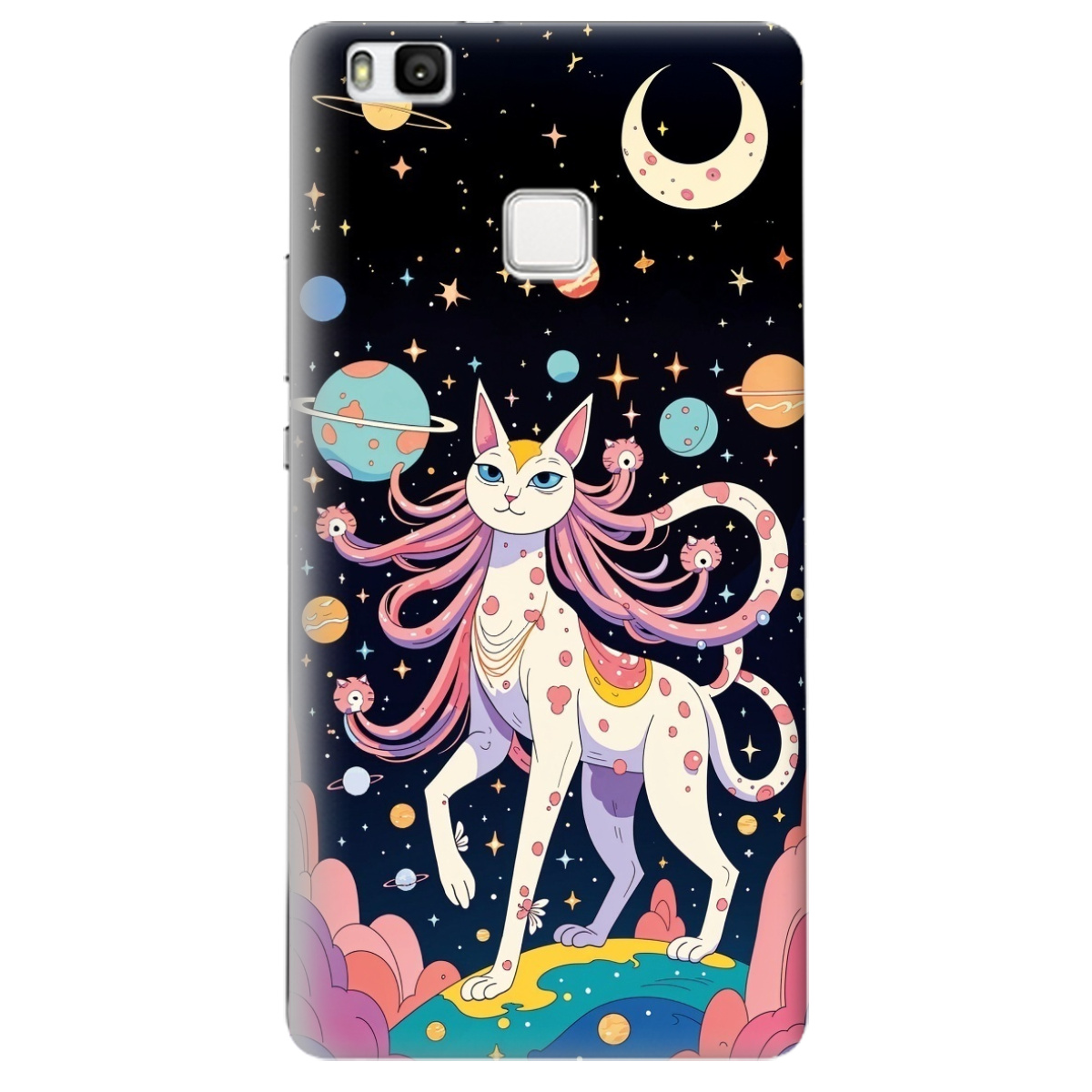 Чохол для Huawei P9 Lite прозорий Cosmic Cat - фото 1 - Чохли для телефонів
