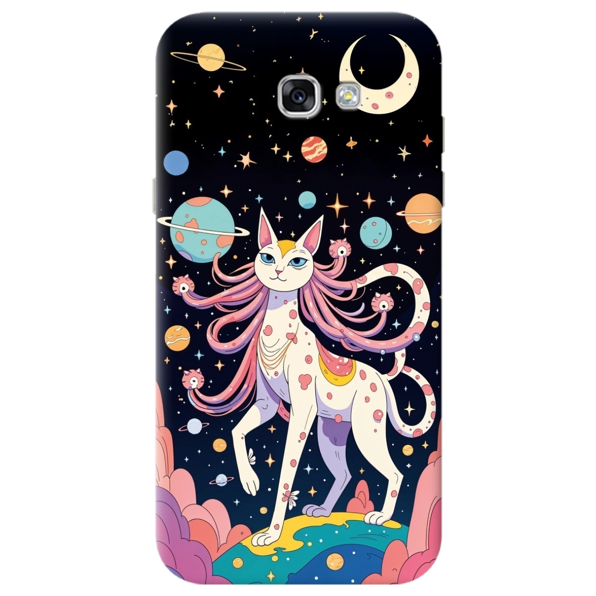 Чехол для Samsung Galaxy A7 2017 прозрачный Cosmic Cat - фото 1 - Чехлы для телефонов
