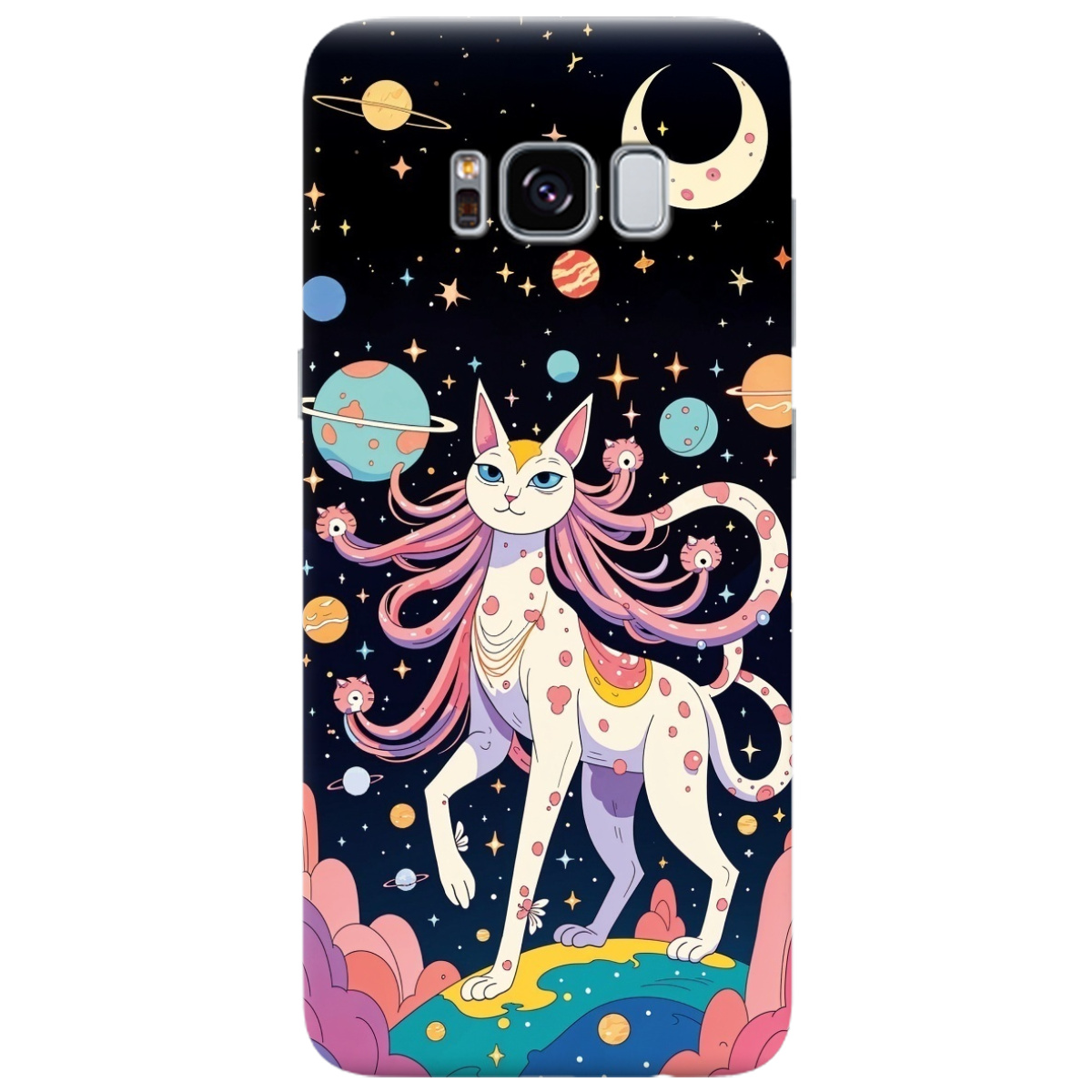 Чехол для Samsung Galaxy S8 прозрачный Cosmic Cat - фото 1 Чехол для Samsung Galaxy S8 прозрачный Cosmic Cat - фото 1 - Чехлы для телефонов