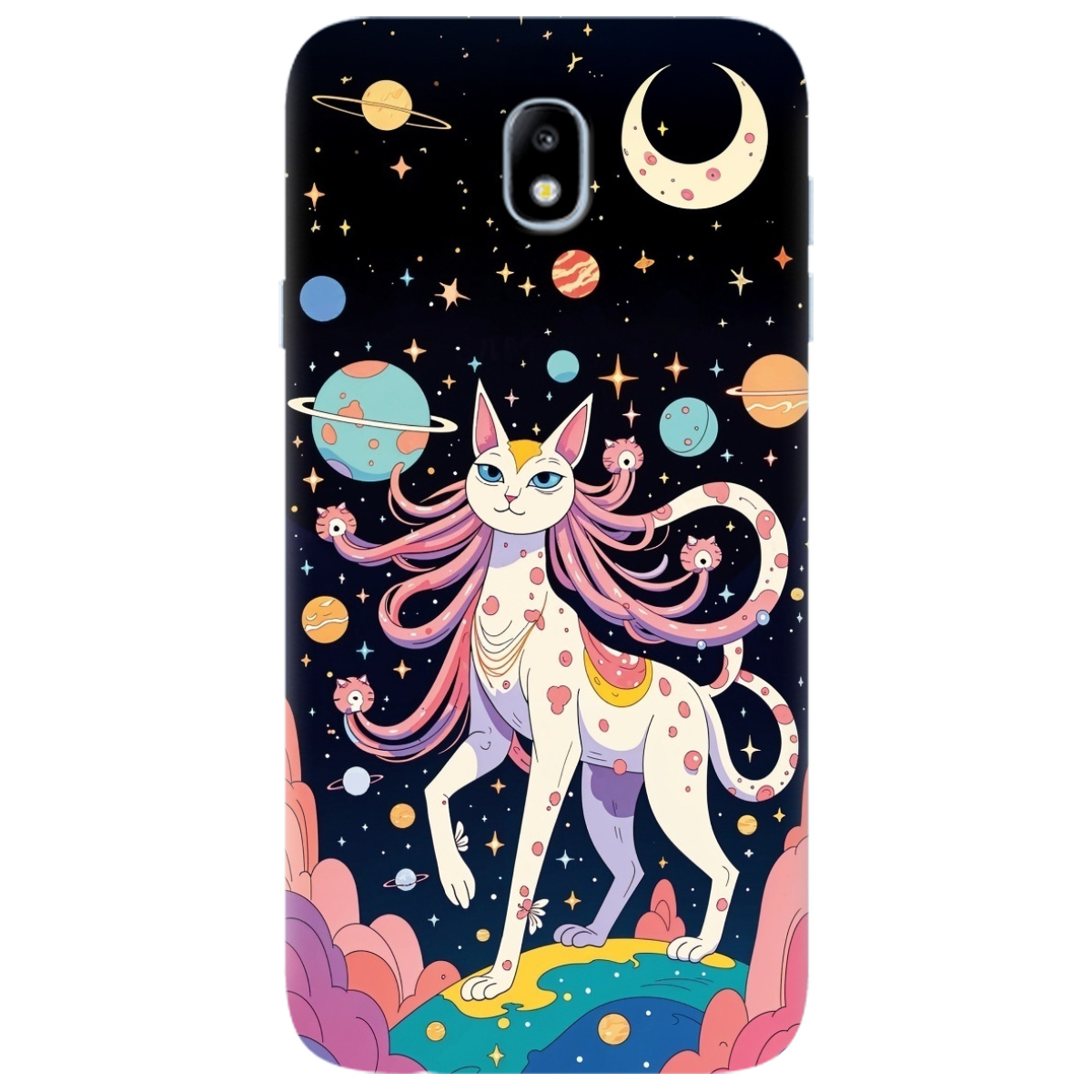 Чохол для Samsung Galaxy J7 2017 прозорий Cosmic Cat - фото 1 - Чохли для телефонів