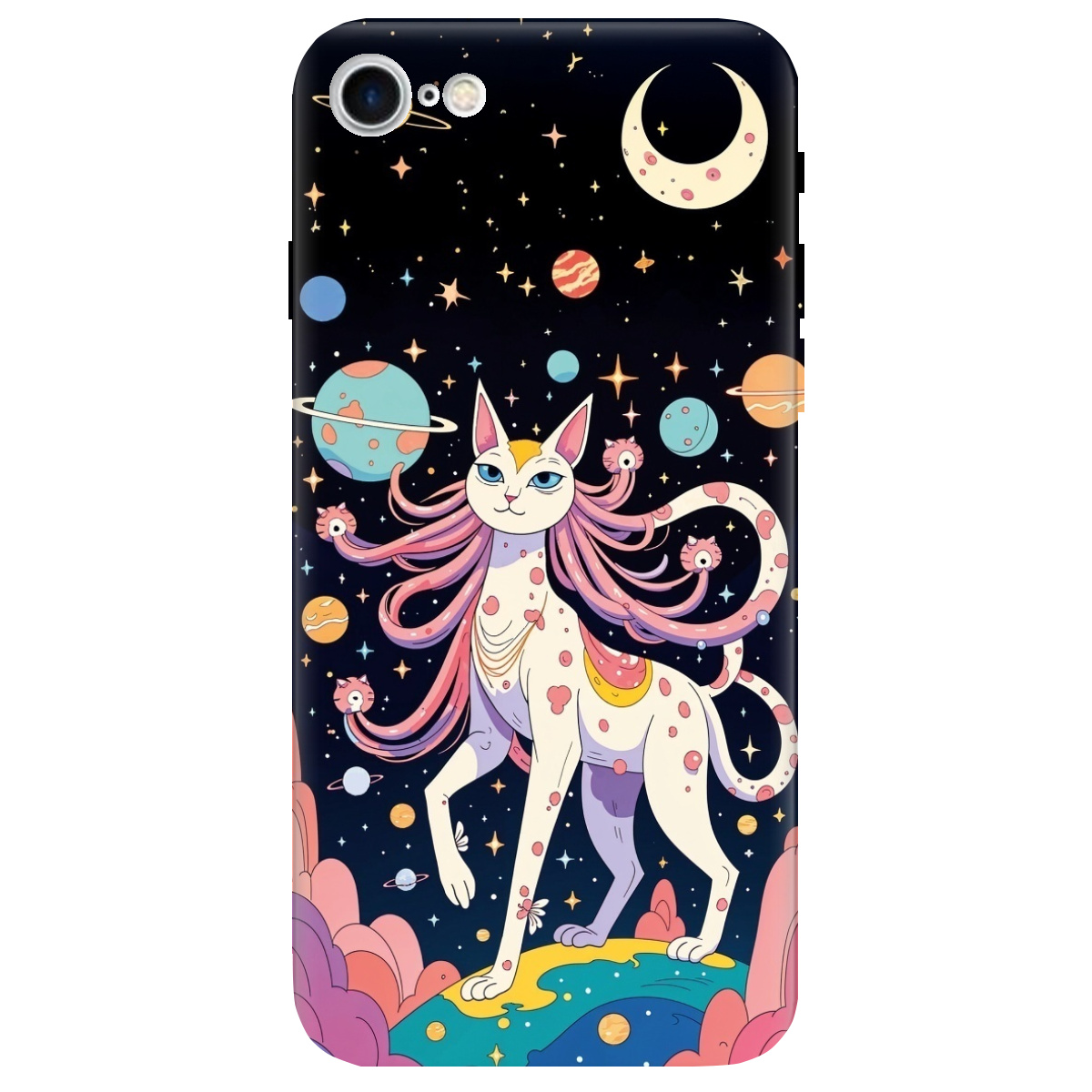 Чехол для Apple iPhone 8 прозрачный Cosmic Cat - фото 1 - Чехлы для телефонов