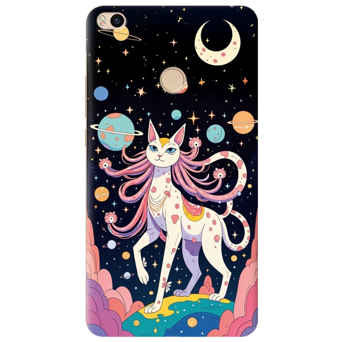 Чохол для Xiaomi Mi Max 2 прозорий Cosmic Cat - фото 1 Чохол для Xiaomi Mi Max 2 прозорий Cosmic Cat - фото 1 - Чохли для телефонів