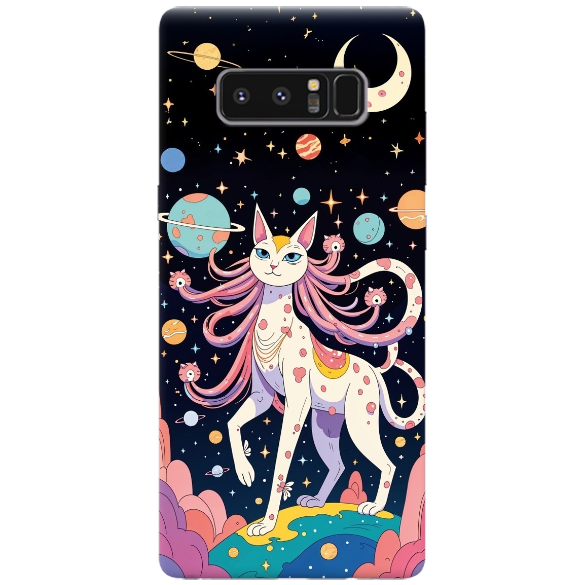 Чохол для Samsung Galaxy Note 8 прозорий Cosmic Cat - фото 1 - Чохли для телефонів