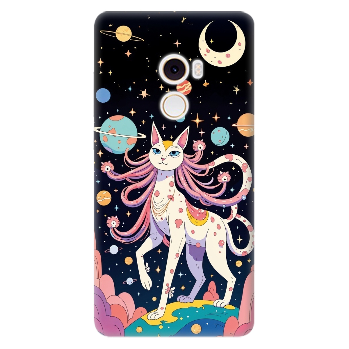 Чохол для Xiaomi Mi Mix 2 прозорий Cosmic Cat - фото 1 Чохол для Xiaomi Mi Mix 2 прозорий Cosmic Cat - фото 1 - Чохли для телефонів