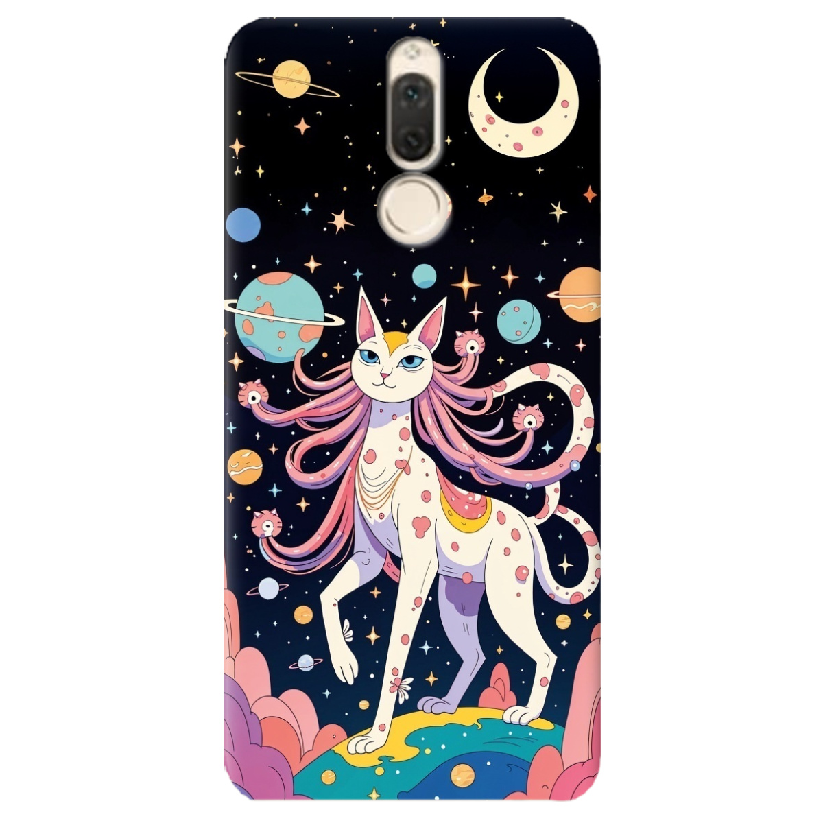 Чохол для Huawei Mate 10 Lite прозорий Cosmic Cat - фото 1 - Чохли для телефонів