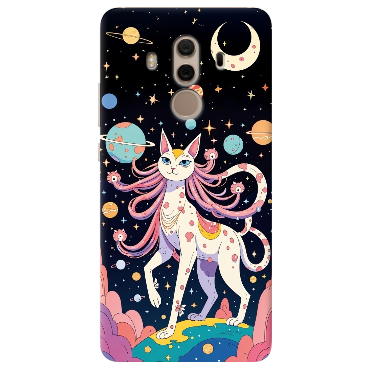 Чехол для Huawei Mate 10 Pro прозрачный Cosmic Cat - фото 1 - Чехлы для телефонов