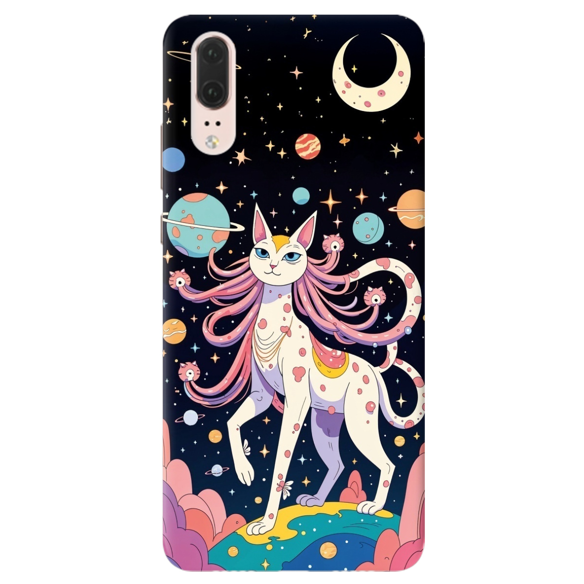 Чохол для Huawei P20 прозорий Cosmic Cat - фото 1 - Чохли для телефонів