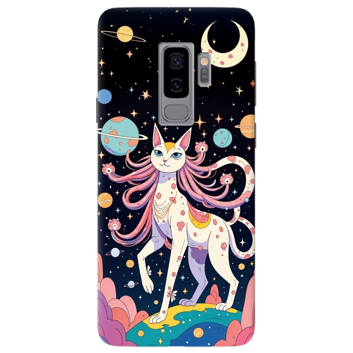 Чехол для Samsung Galaxy S9 Plus прозрачный Cosmic Cat - фото 1 Чехол для Samsung Galaxy S9 Plus прозрачный Cosmic Cat - фото 1 - Чехлы для телефонов