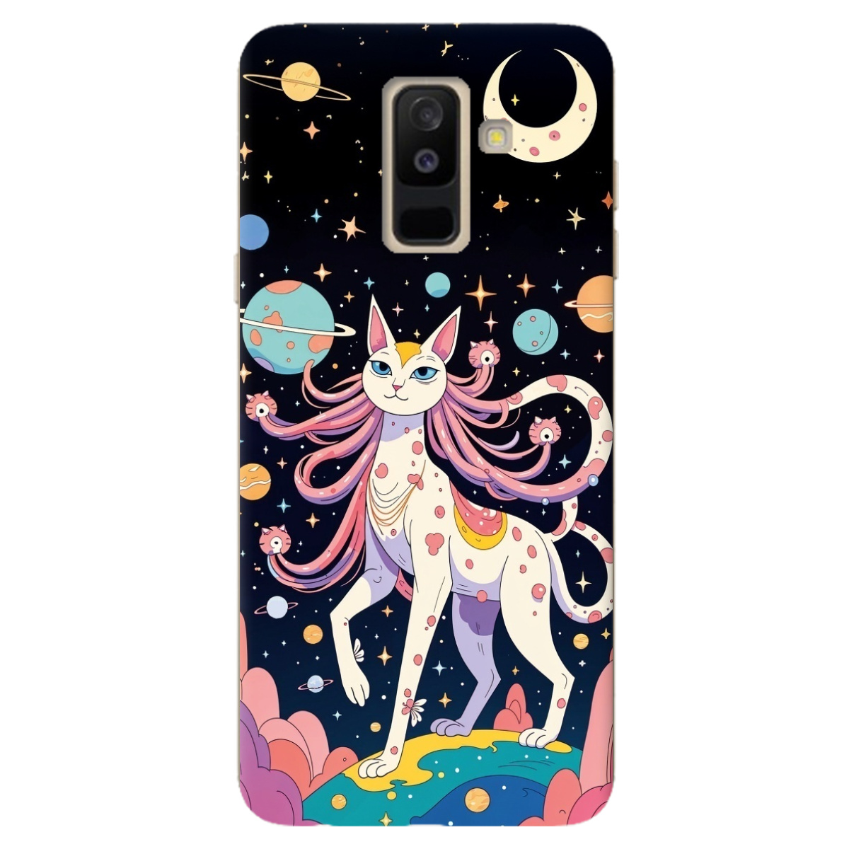 Чехол для Samsung Galaxy A6 Plus 2018 прозрачный Cosmic Cat - фото 1 Чехол для Samsung Galaxy A6 Plus 2018 прозрачный Cosmic Cat - фото 1 - Чехлы для телефонов