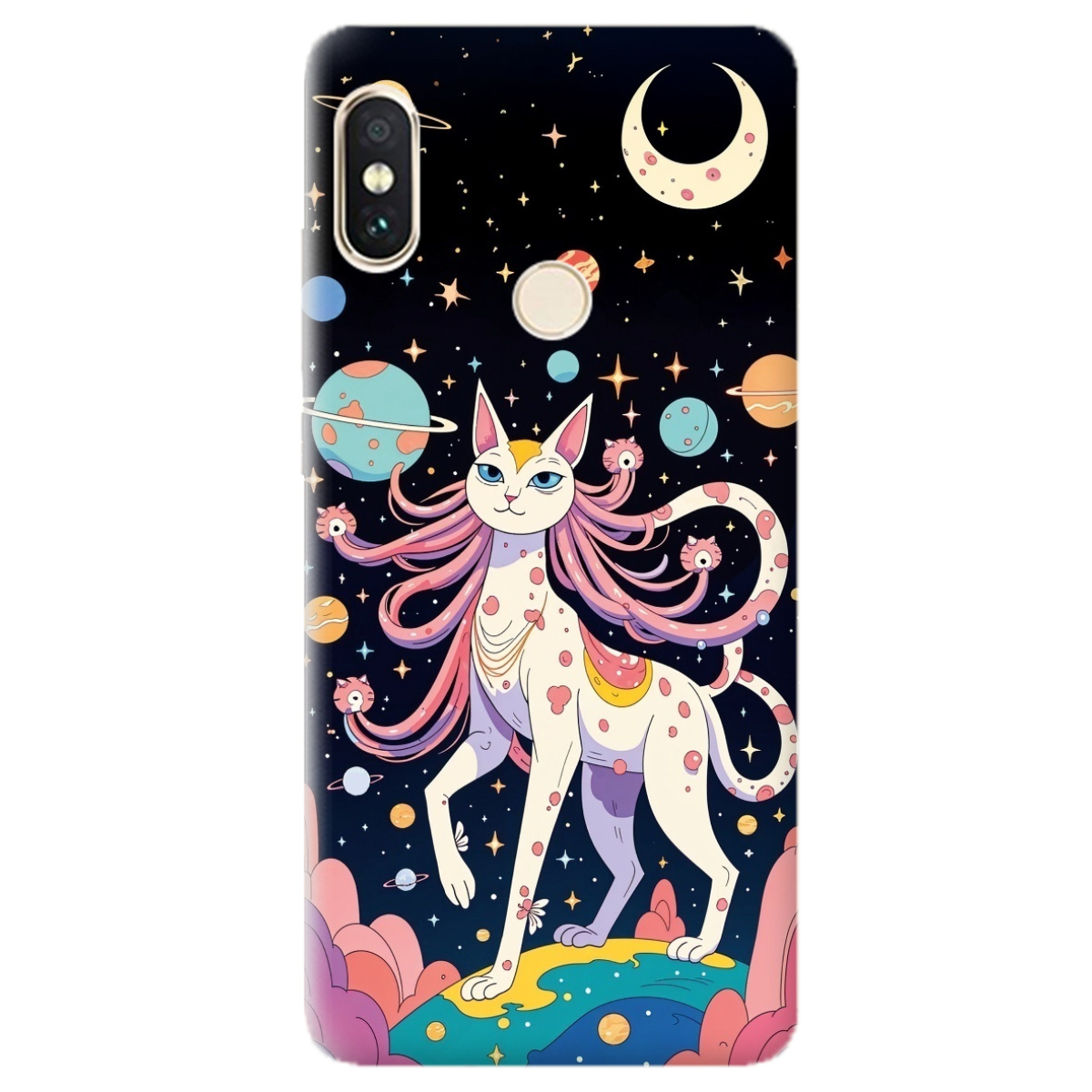 Чохол для Xiaomi Redmi Note 5 прозорий Cosmic Cat - фото 1 - Чохли для телефонів