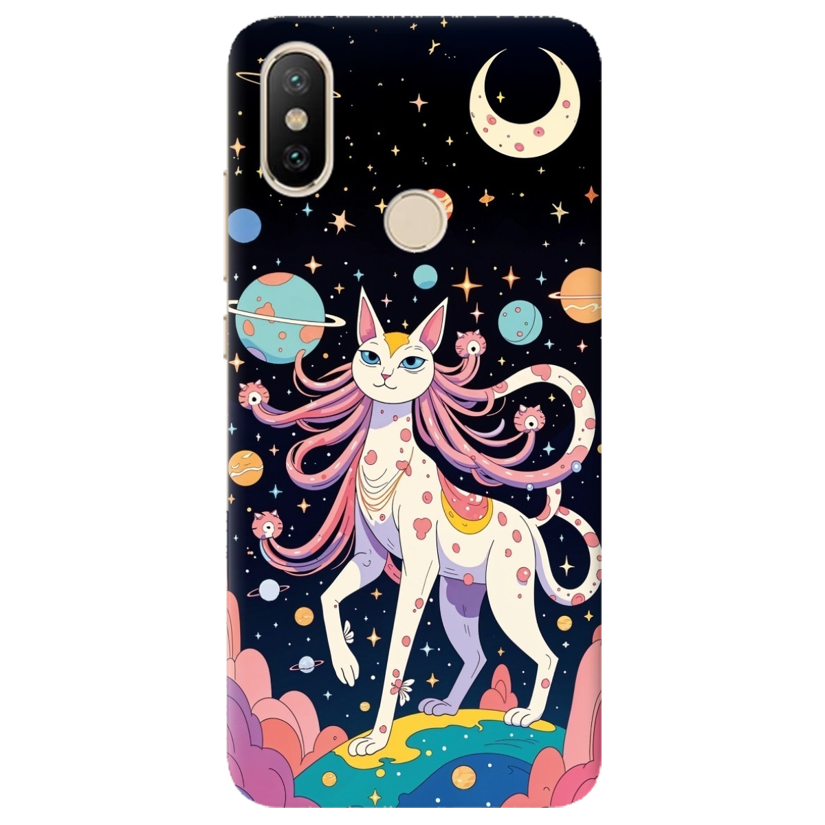 Чехол для Xiaomi Mi A2 Mi 6X прозрачный Cosmic Cat - фото 1 - Чехлы для телефонов
