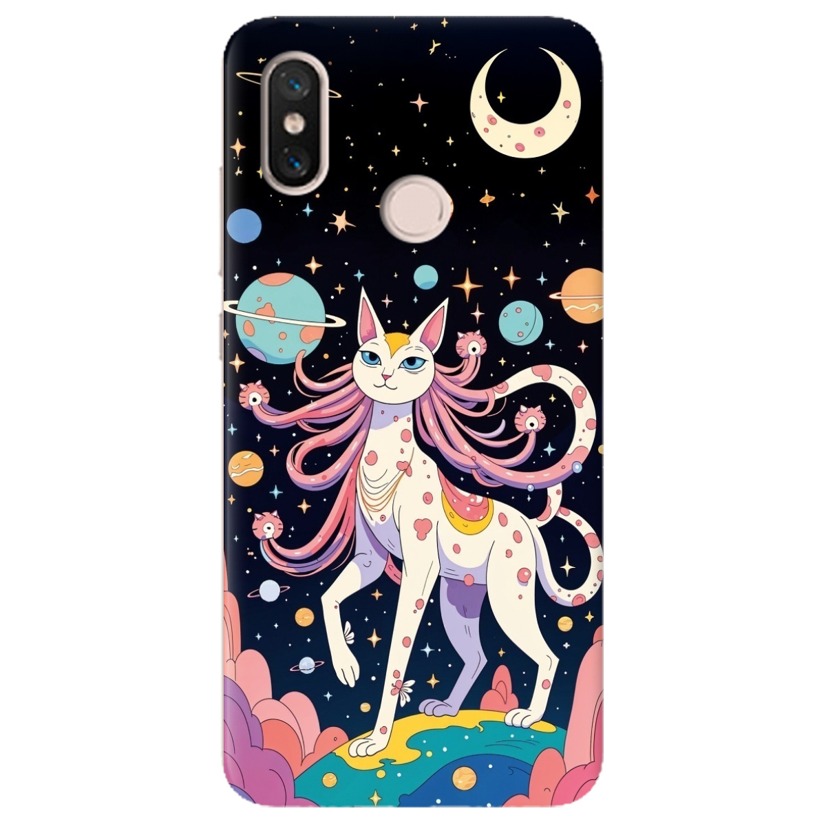 Чехол для Xiaomi Mi 8 прозрачный Cosmic Cat - фото 1 - Чехлы для телефонов