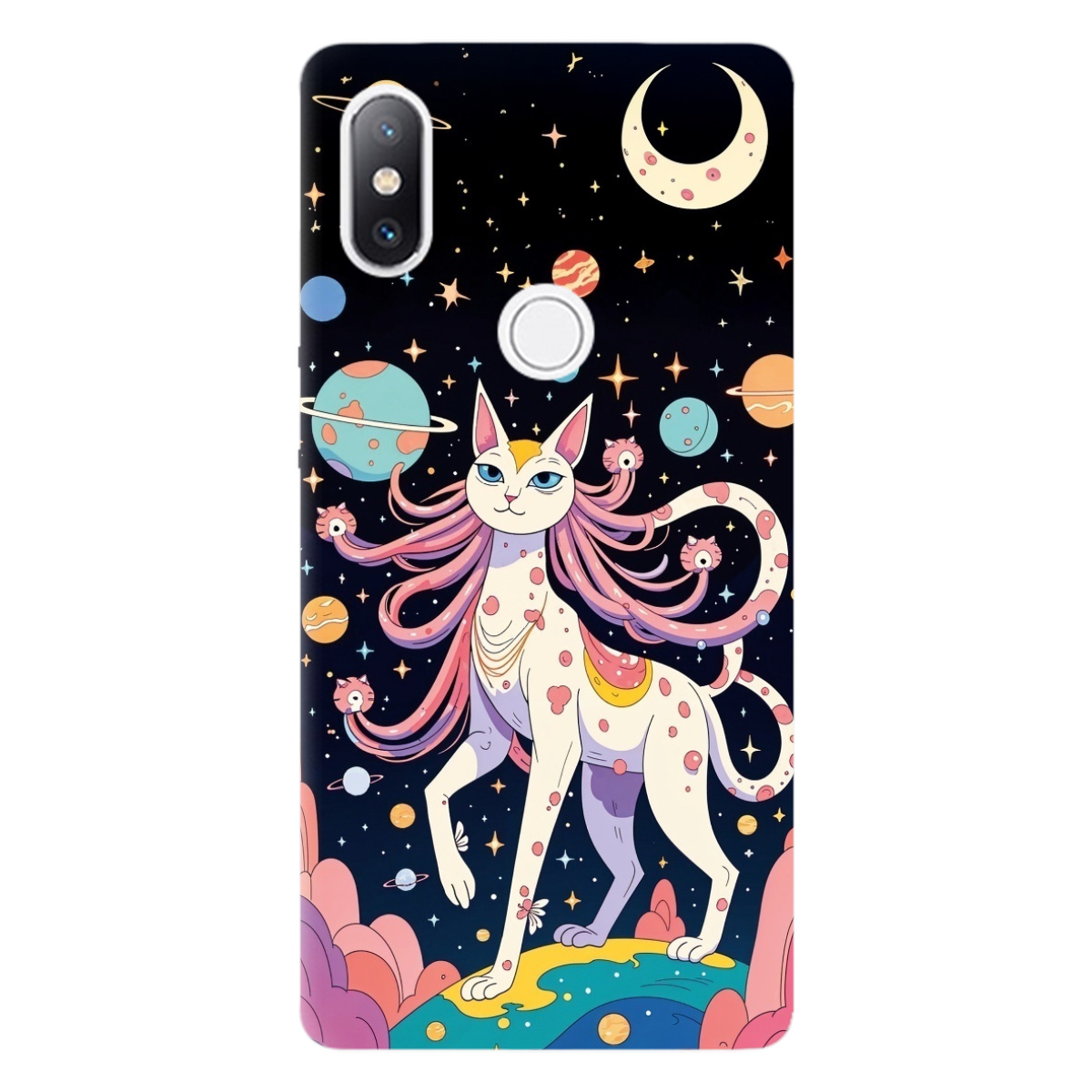 Чехол для Xiaomi Mi Mix 2S прозрачный Cosmic Cat - фото 1 - Чехлы для телефонов