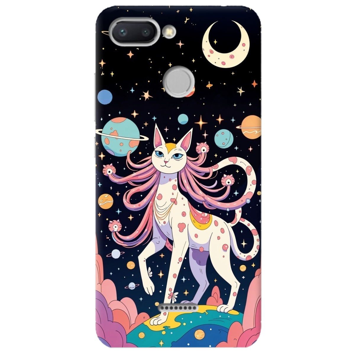 Чохол для Xiaomi Redmi 6 прозорий Cosmic Cat - фото 1 - Чохли для телефонів
