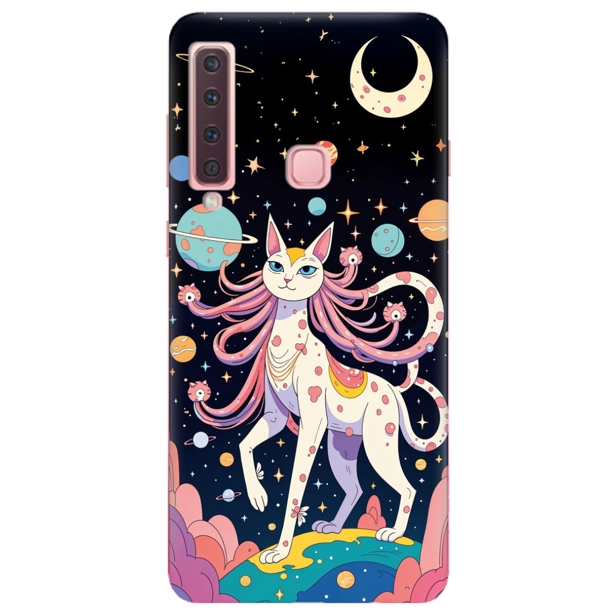 Чехол для Samsung Galaxy A9 2018 прозрачный Cosmic Cat - фото 1 - Чехлы для телефонов