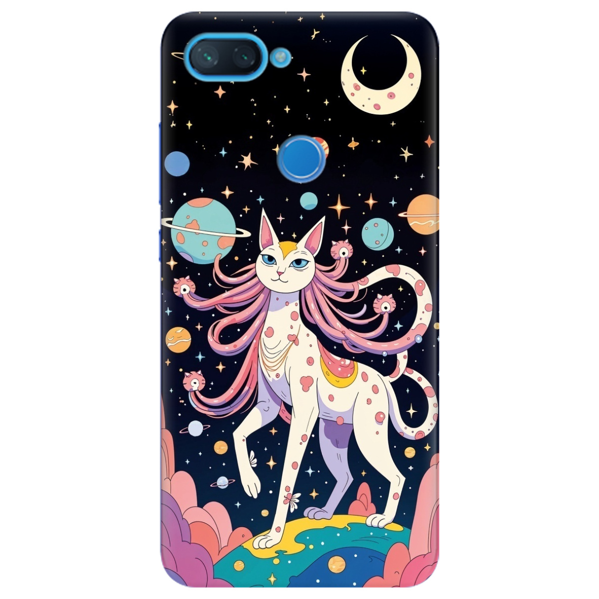 Чехол для Xiaomi Mi 8 Lite прозрачный Cosmic Cat - фото 1 - Чехлы для телефонов