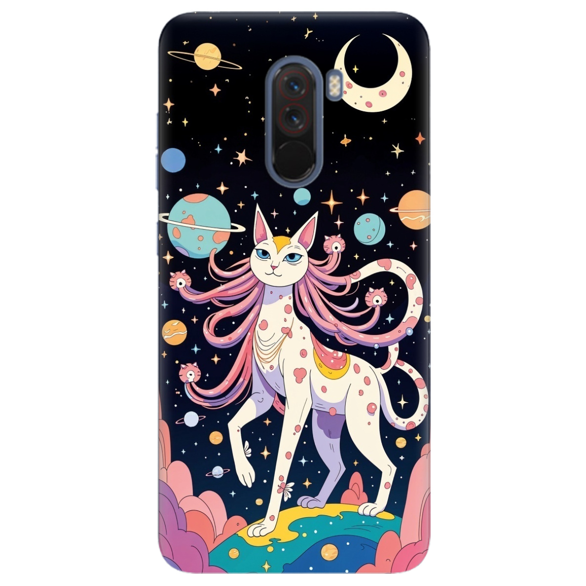 Чохол для Xiaomi Pocophone F1 прозорий Cosmic Cat - фото 1 - Чохли для телефонів