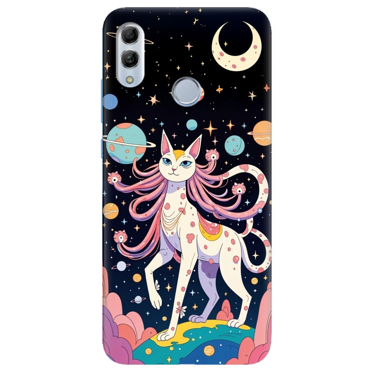 Чехол для Huawei Honor 10 Lite прозрачный Cosmic Cat - фото 1 Чехол для Huawei Honor 10 Lite прозрачный Cosmic Cat - фото 1 - Чехлы для телефонов
