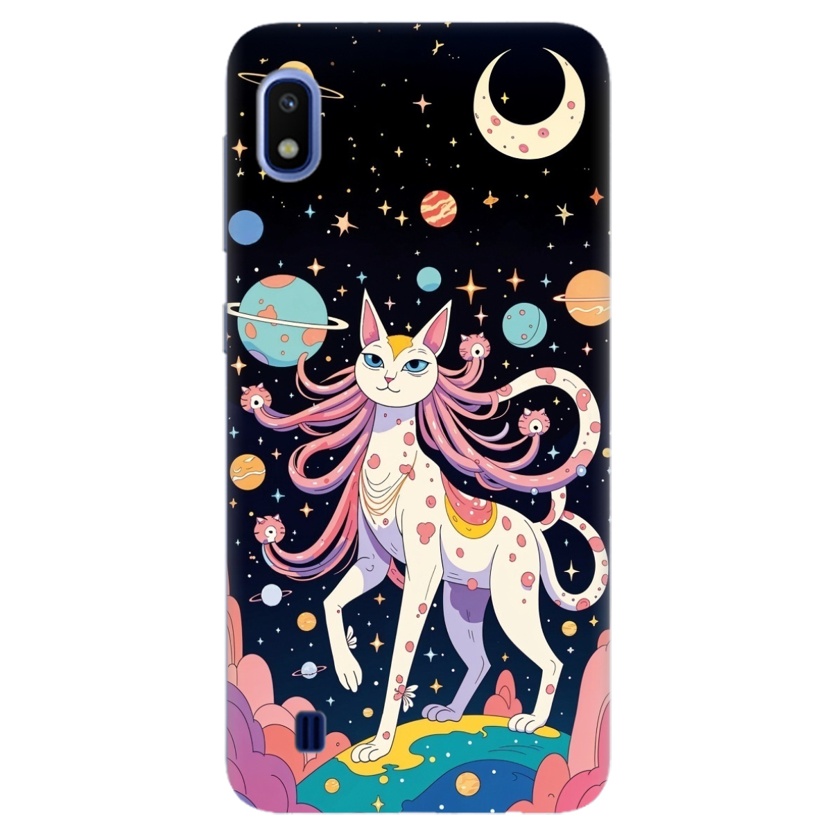 Чехол для Samsung Galaxy A10 прозрачный Cosmic Cat - фото 1 - Чехлы для телефонов